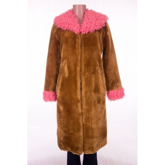 Shrimps Jackets & Blazers - Shrimps New S Ginger Pink Faux Fur Hickory Coat